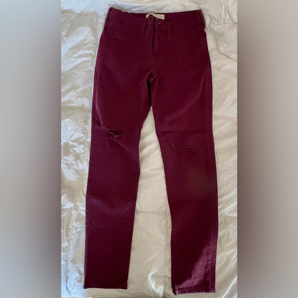 Ripped Burgundy Jeans